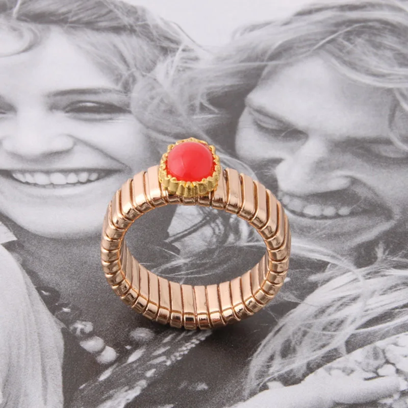 gold red NeeFuWoFu Золотое кольцо Эластичная сила медь натуральный камень кольца Богемия де Мадера Pulseira Estrela de Cinco эластичный - Цвет основного камня: gold red