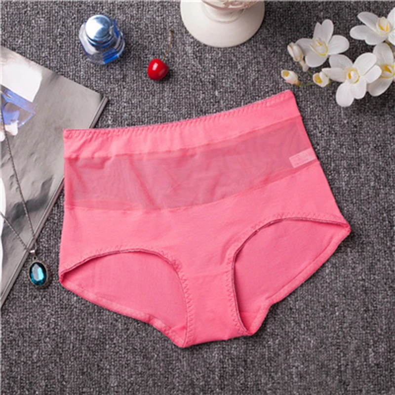 watermelon red Высокое качество, хлопок, большой размер, средняя талия, трусики для женщин, плюс, большой размер, нижнее белье для женщин, сексуальные, полые, прозрачные трусы, 3XL - Цвет: watermelon red