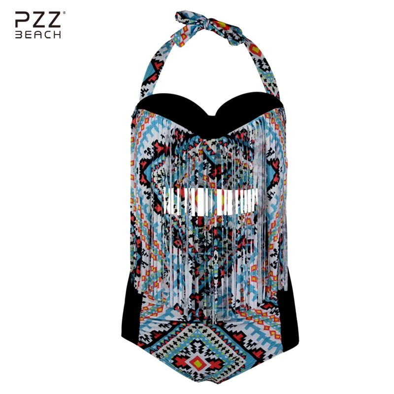Vintage Women Sexy Bikinis Set Plus Size Swimwear Push Up Bikini High Waist Swimsuit Brand Tassel Fringe Bathing Suits L-6XL |