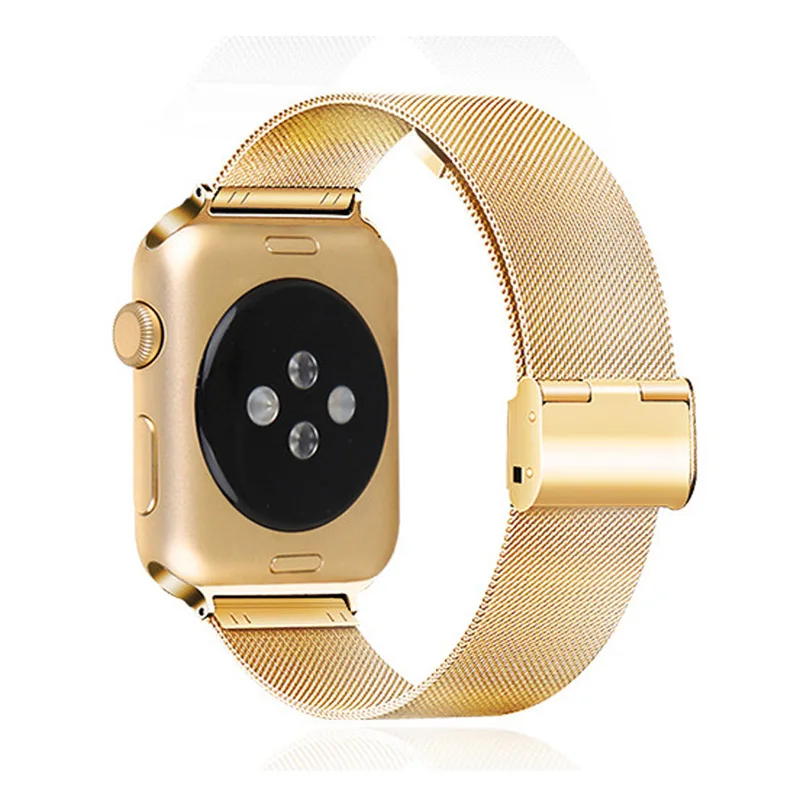 Миланский Браслет, ремешок для Apple Watch 38 мм 40 мм 42 44 мм Нержавеющая сталь золотой браслет или ремешок для ручных часов Apple для наручных часов iWatch серии 1, 2, 3, 4, 5 лет - Цвет ремешка: Золотой