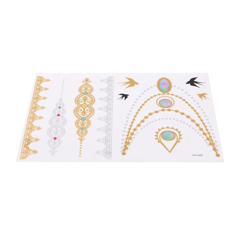 1 шт. новая Золотая Серебряная татуировка Горячая продажа вспышка металлическая