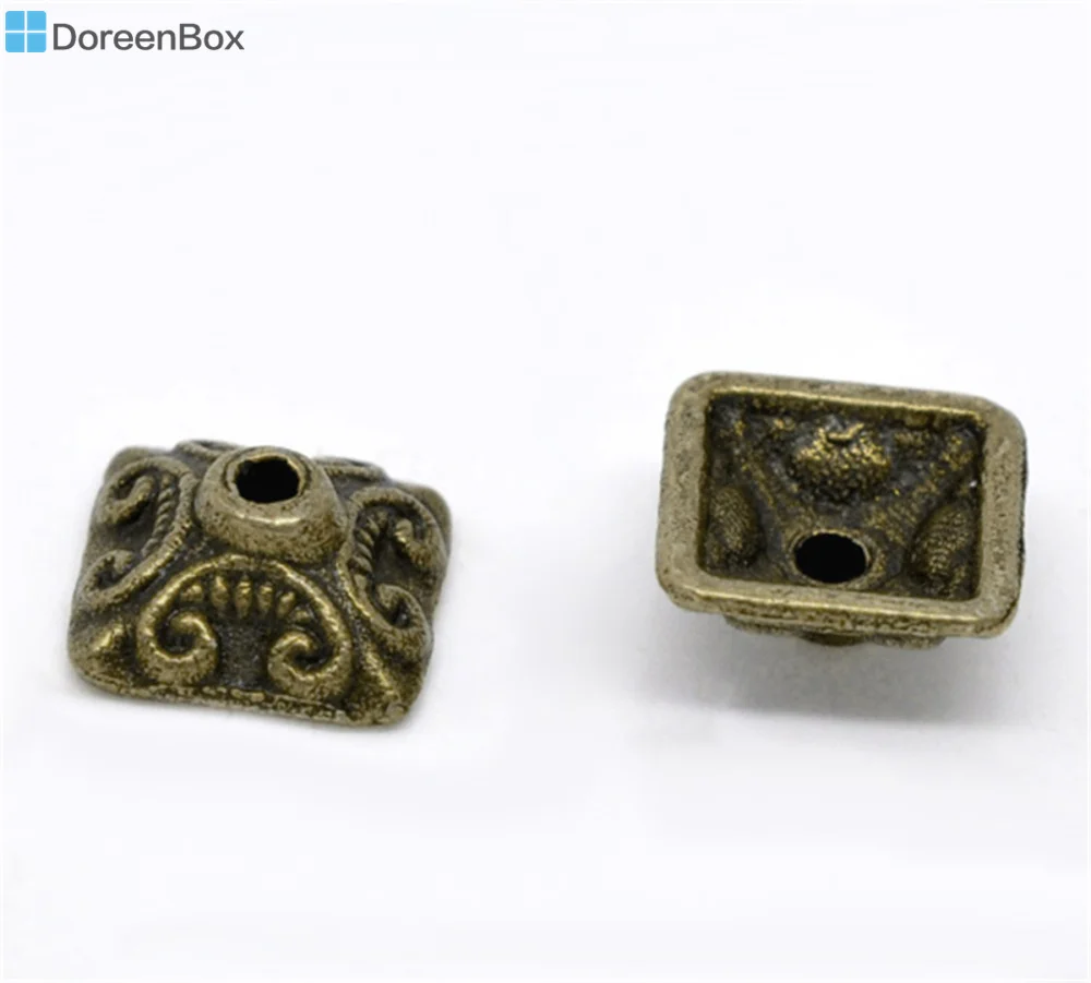 Doreen Box Lovely 50 Bronze Tone Bead End Caps Findings 10x10mm (B13156)