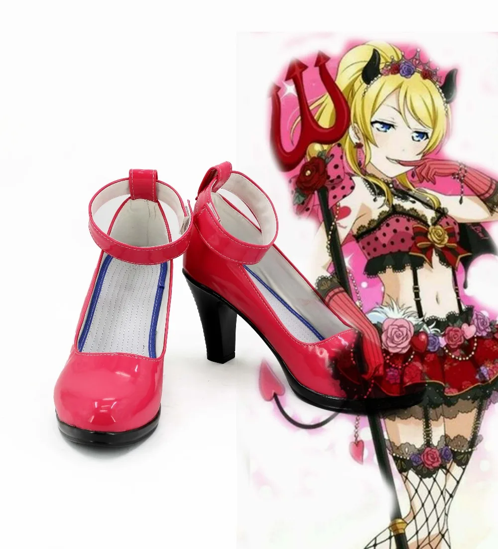 Love Live! Little Devil Demon Awaken Eli Ayase Cosplay Shoes Rin Hoshizora Cosplay Shoes High Heel For Women Girls
