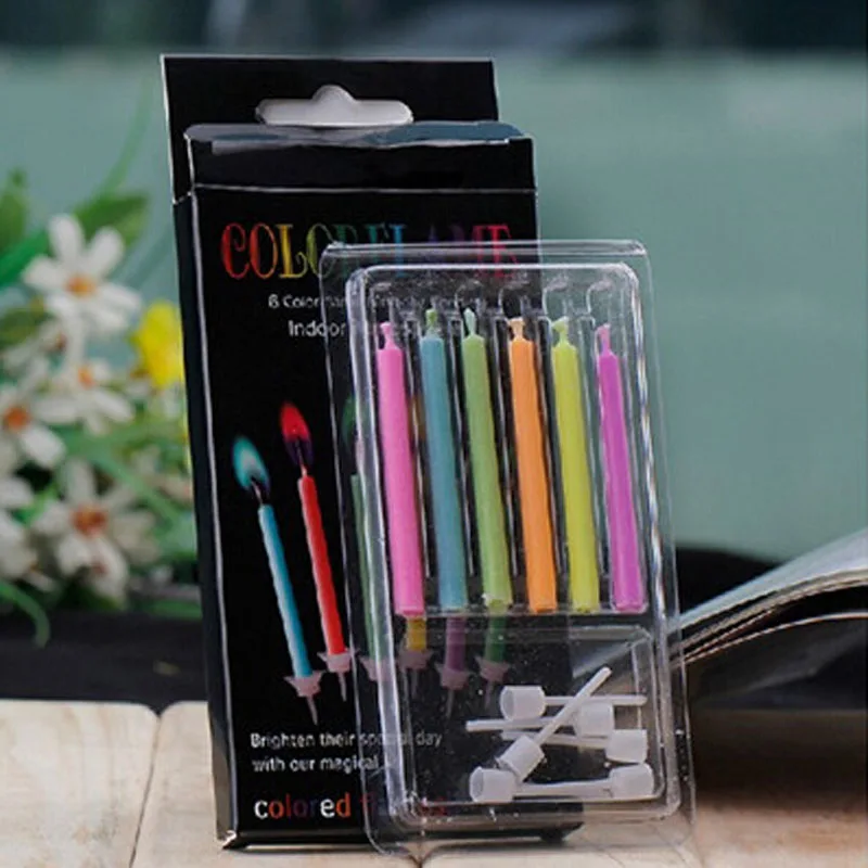 

(6pcs/pack) Hot Sale Magic Colored Flames Candle Birthday Party Holiday Wedding Colorful Decoration