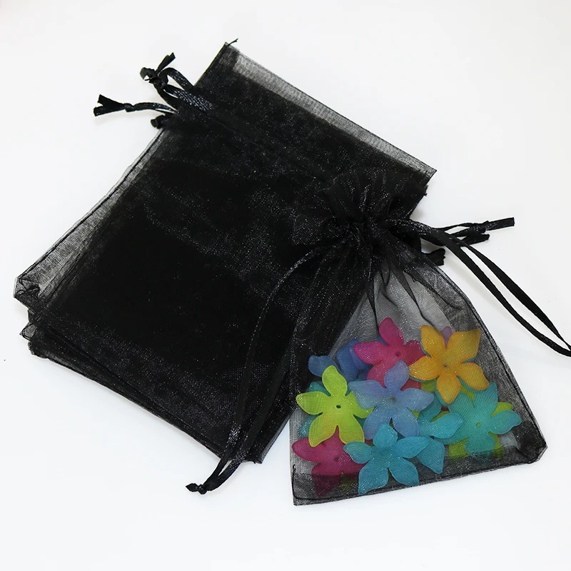 

Fabric Gift Bags 11x16cm 1000pcs Drawable Organza Bags Black Wedding Christmas Candy Jewelry Packaging Organza Bags & Pouches