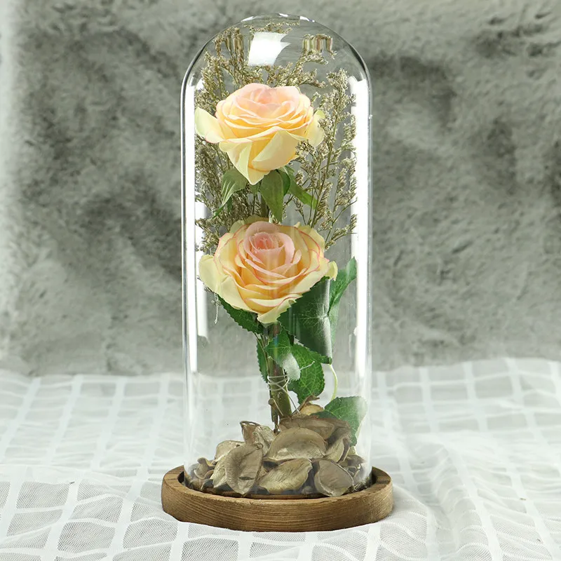 The Glass Cover Fresh Preserved Rose Roses Eternal Dried Natural Flowers 2 heads for Valentine's Day Christmas Gift | Дом и сад