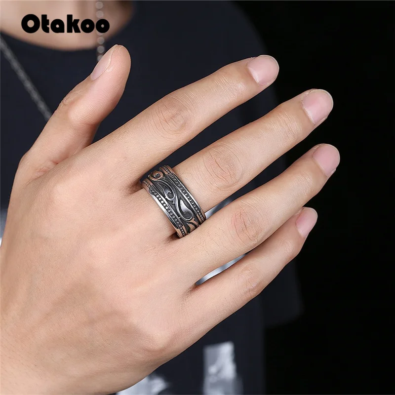 Мужское Винтажное кольцо Otakoo из нержавеющей стали с геометрическим узором