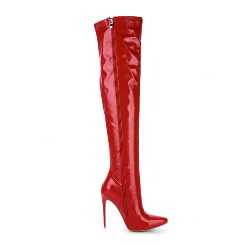 Women Sexy Thin High Over the Knee Boots Fashion Zipper Ladies Pointed Toe Fall Winter Thigh Black White Red | Обувь