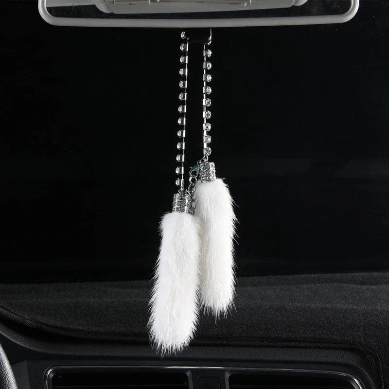 Алмазная корона автомобиля зеркало заднего вида норковые волосы милые Стразы