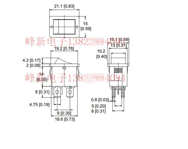 Оригинальный новый 100% R-4-210-C5L-BR 16A 250VAC кулисный переключатель 4pin с красным
