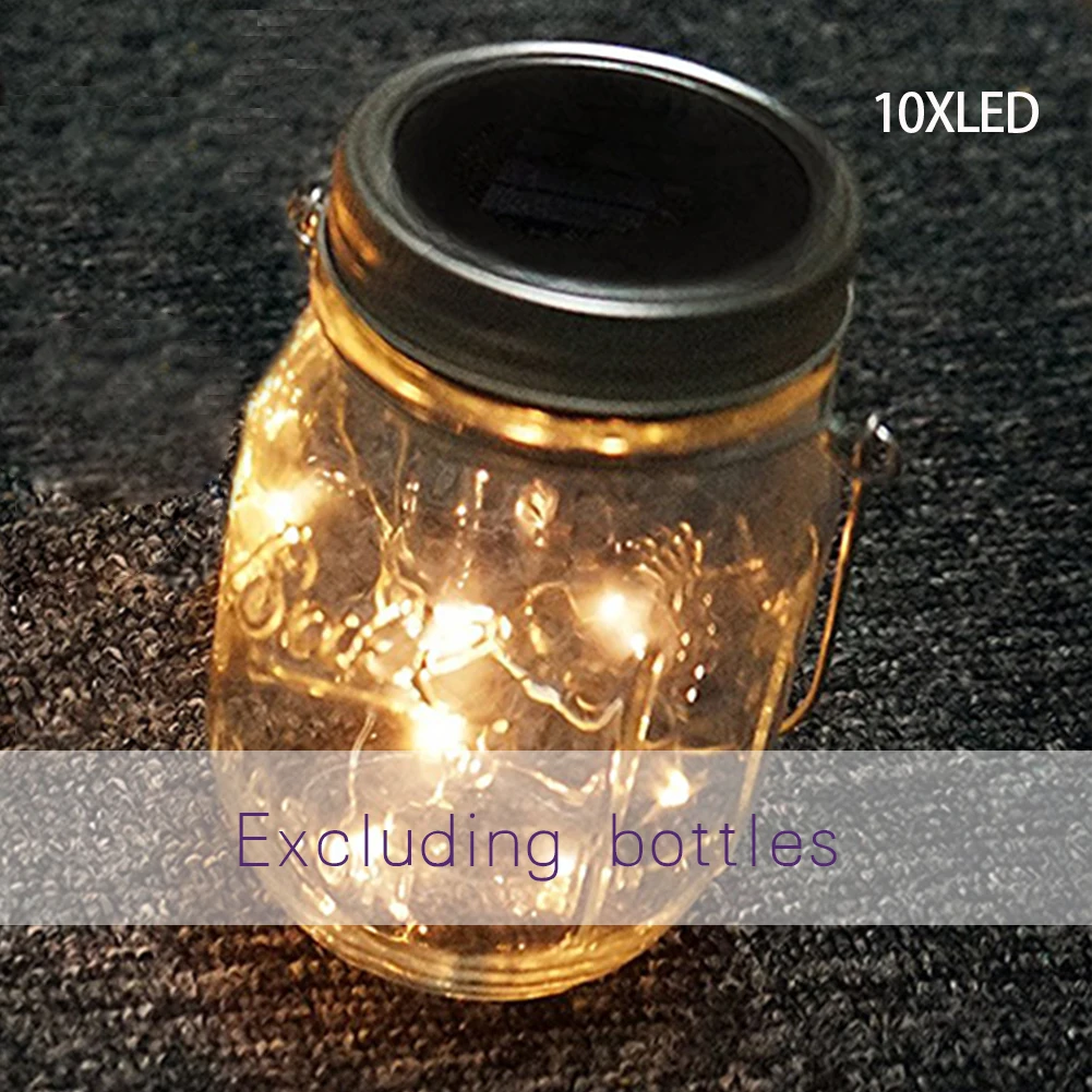 10LED шикарная Солнечная бутылка сказочная струнная лампа Mason Jar Ночная для