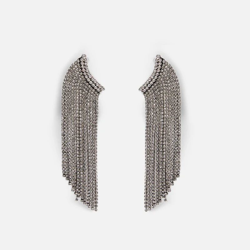 

Wholesale JUJIA Elegant Bridal Tassel Earrings Rhinestone Earrings Luxury Long CZ Crystal Big Drop Dangle Earrings For Women
