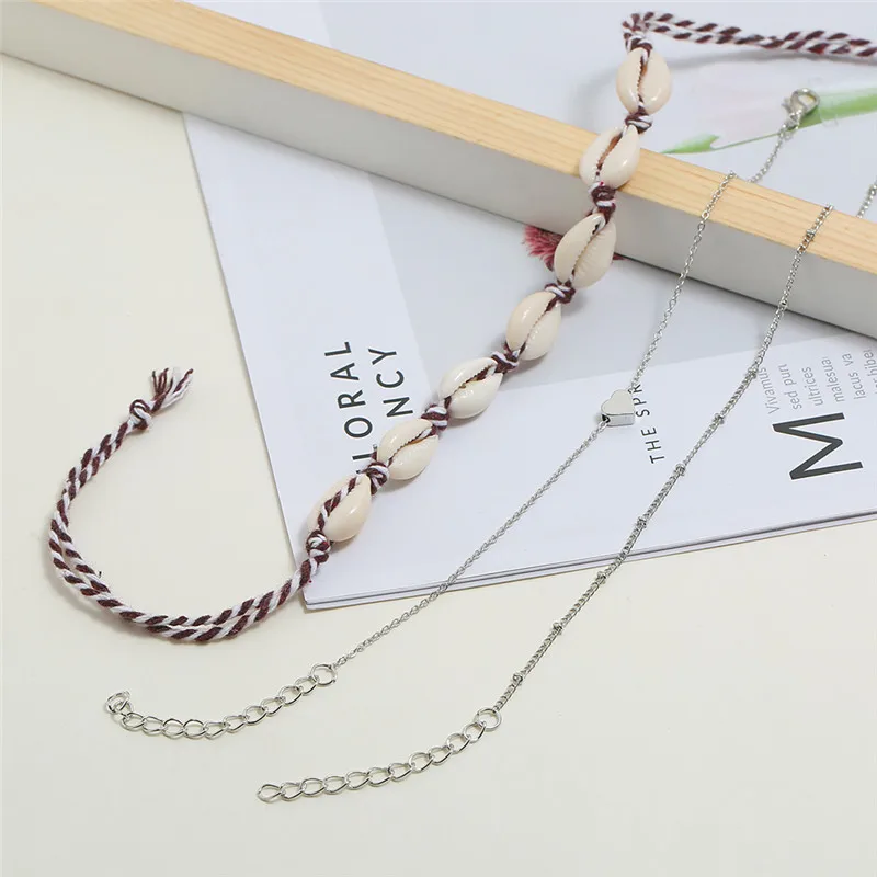 Женские браслеты в стиле бохо с серебряной цепочкой форме сердца Большой браслет