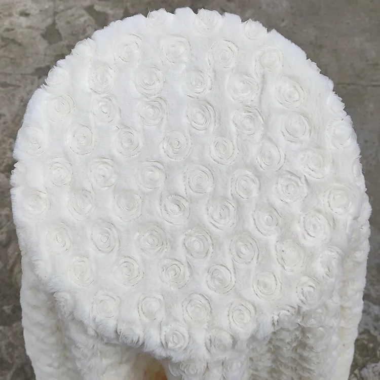 New Arrival Polyester 700 Gram Faux Rabbit Fur Embroidered Rose Flower Toy Sofa Pillow Handmade Sewing Fabric
