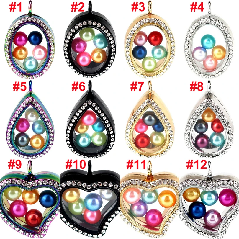 

New 12styles Floating Pearl Charm Pendant High Quality Glass Crystal Water Drop Locket Pearl Cage Magnetic Pendant for 8mm Pearl