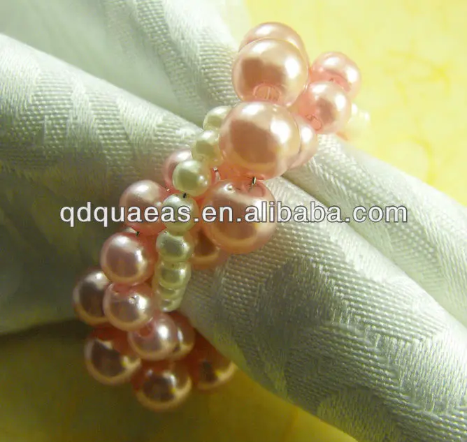 Жемчужное украшение кольцо для салфеток свадьбы розовая с белым перламутровая