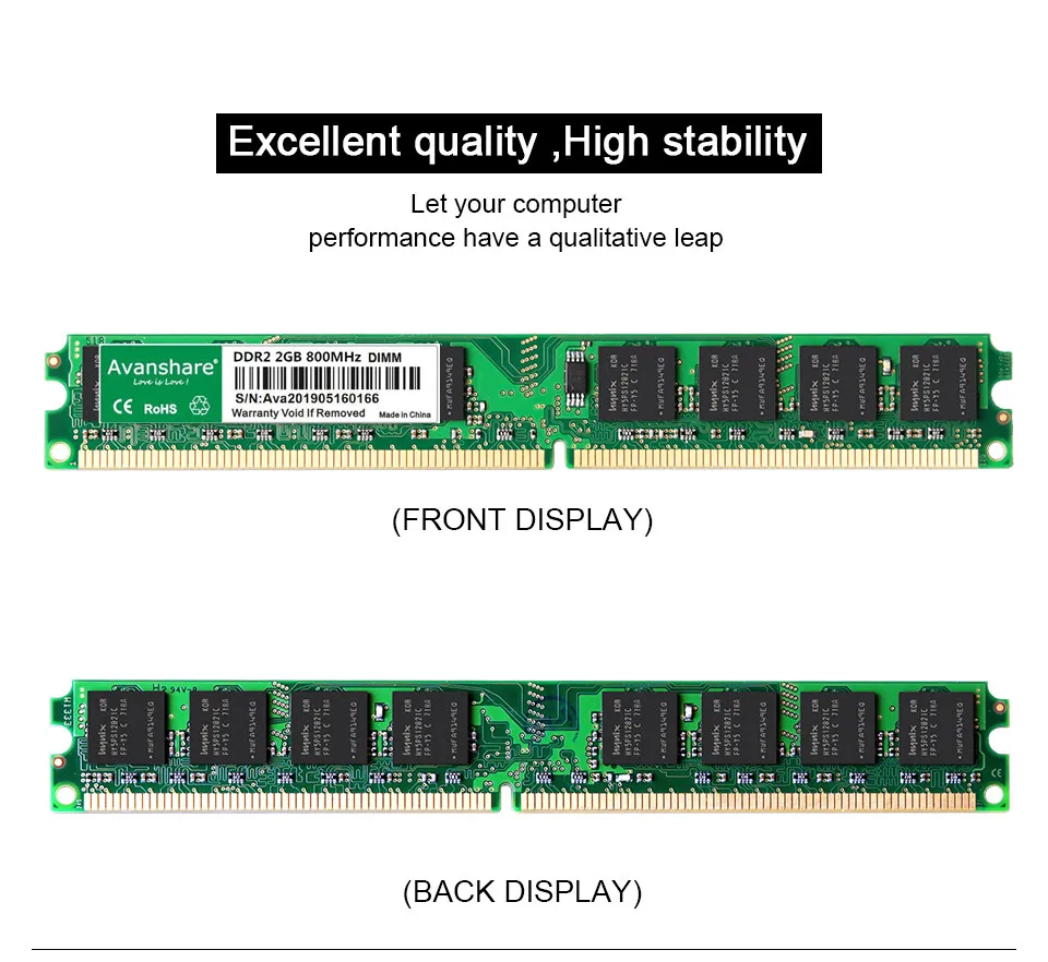 Avanshare 4 Гб(2 шт. X2GB) DDR2 2 Гб оперативной памяти 800 МГц PC2-6400U 240Pin 1,8 V CL6 память для настольного компьютера