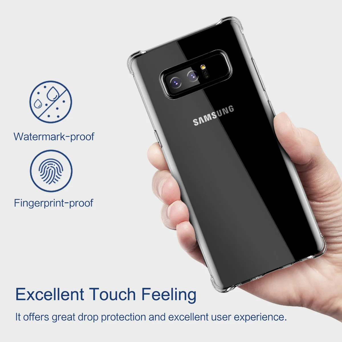 Case for Samsung Galaxy Note 8 Rock Heavy Anti-Knock Protection Transparent TPU Silicone Cover |