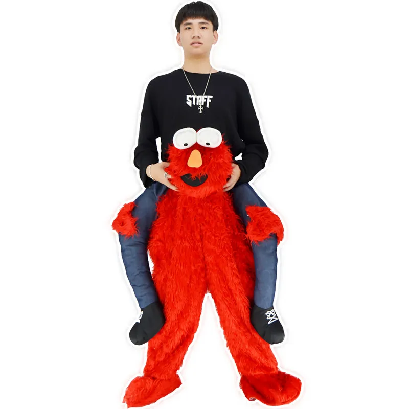 2018 Elmo набивная езда на мне Улица Сезам печенье монстр талисман носить с собой