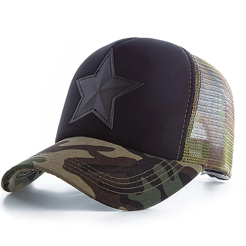 Dark camo camo Новинка, 3D бейсболка с вышивкой пятиконечной звезды, модная летняя камуфляжная бейсболка, кепка для мужчин и женщин, кепка для отдыха - Цвет: Dark camo camo