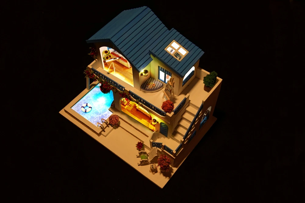 3D Кукольный дом ручной работы Деревянный Diy Miniatura кукольные домики мебельный Набор Diy пазл сборные кукольные игрушки светодиодный светильник подарок на день рождения