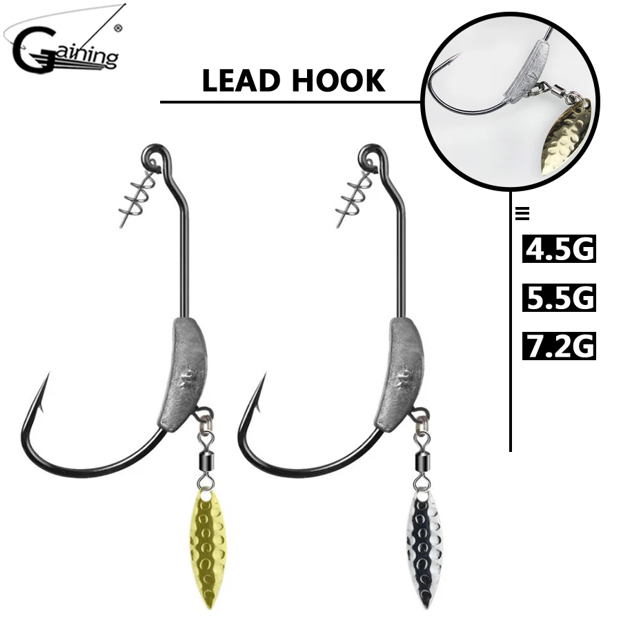 

10PCS/Lot Offset Fishing Hooks Lead Weighted Crank Hook with Spoon Soft Baits Hook Add Lead Weight Worm Hook