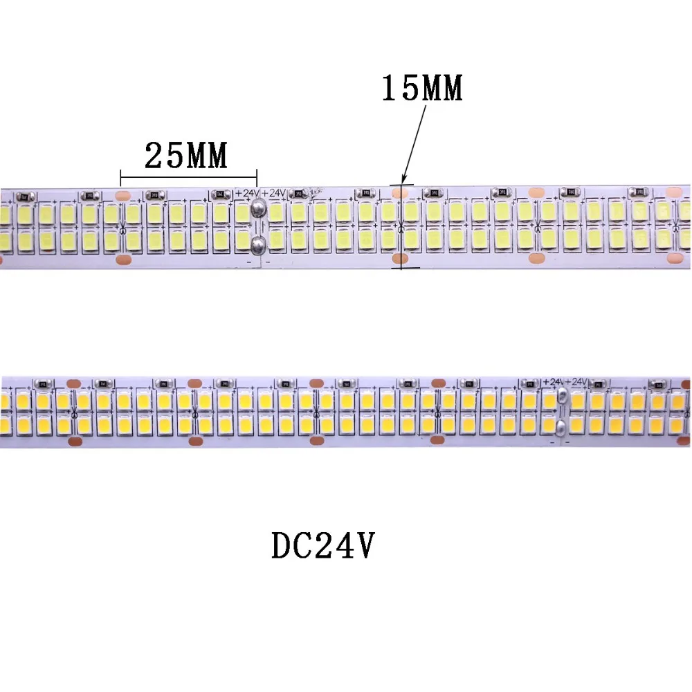 1/2/3/4/5 м 240 светодиодный s/M, 480 светодиодный s/m 12V 24V 2835 Светодиодные ленты лента светильник с двойным рядом камней IP20 белый/теплый белый 1200 светодиодный/5 M 2400 светодиодный s/5 m