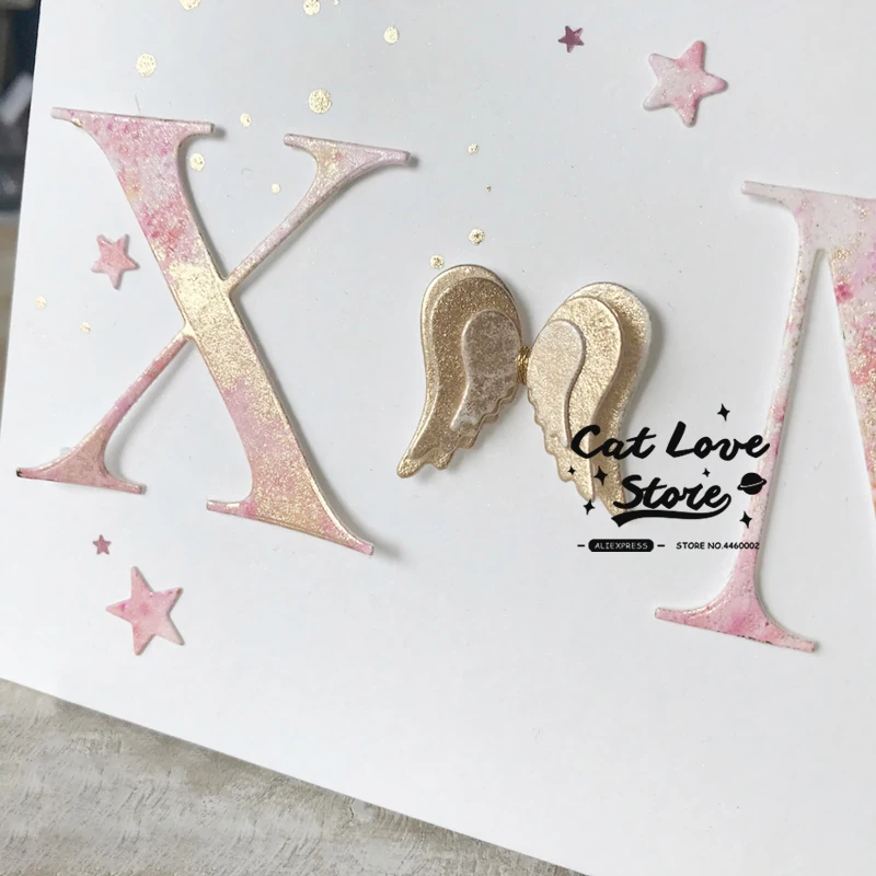 Комплект из 2 предметов, толстовка с капюшоном, надписью «Angel» и принтом «крылышки металлические трафареты для пресс-формы для бумага для скрапбукинга декоративная открытка Craft тиснение высечки