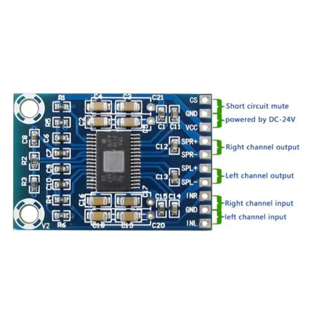 DC 24V 12V Mini TPA3116D2 2x50W цифровой усилитель мощности плата класса D Amp | Электроника