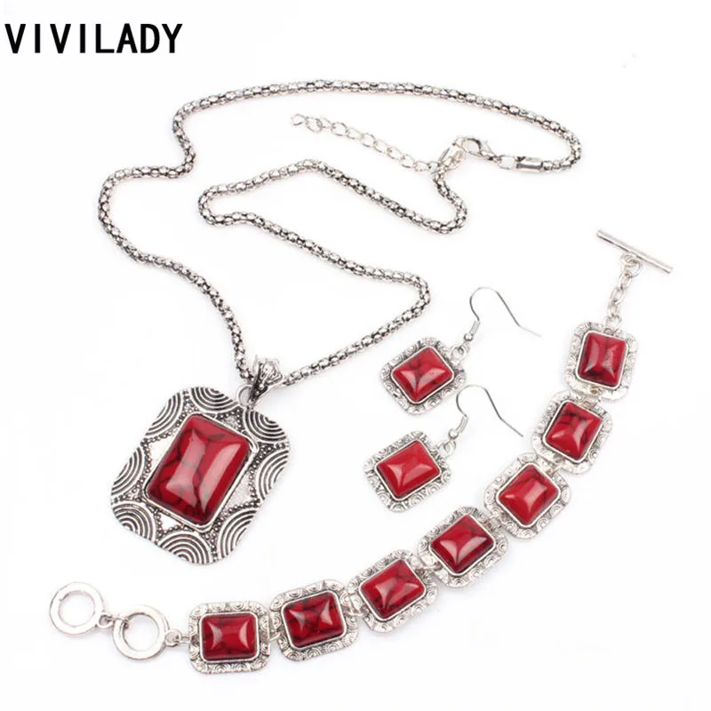 Женский винтажный комплект ювелирных изделий VIVILADY из 3 предметов серебряное