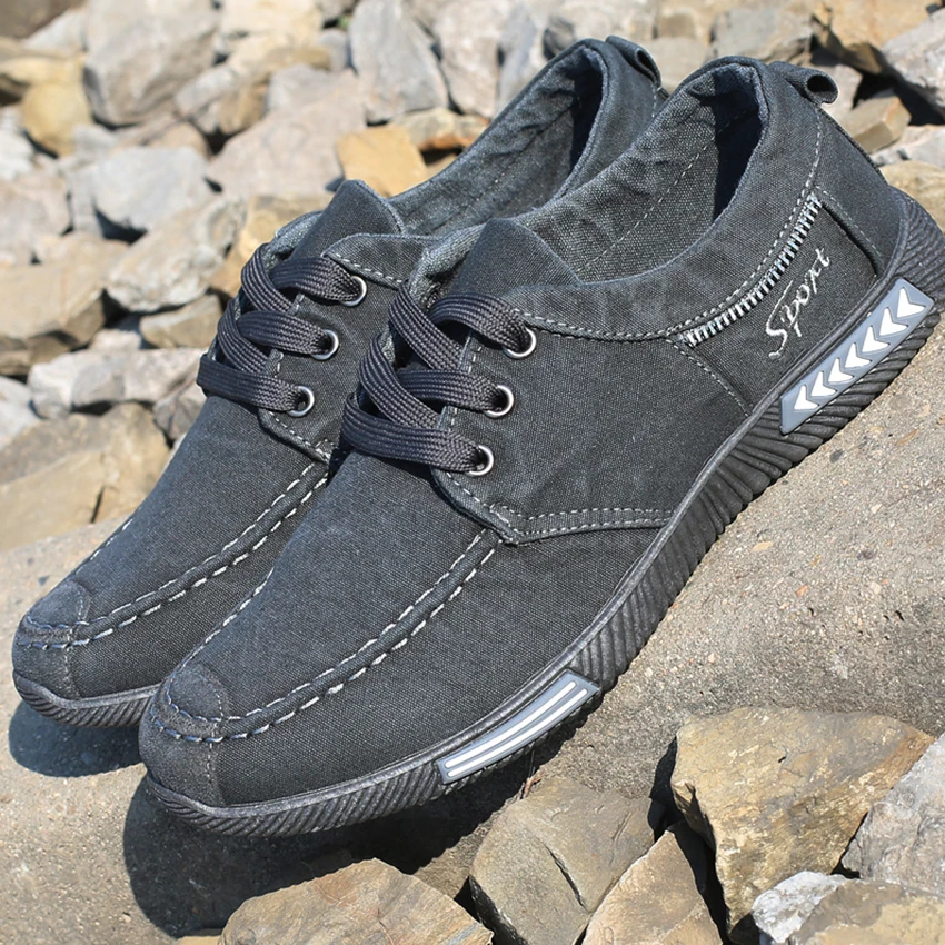 BIMUDUIYU Fashion Canvas Men Shoes Denim Lace-Up Casual Breathable Sneakers Plimsolls Male Footwear |
