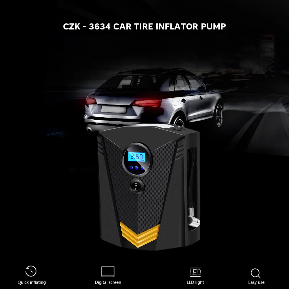 Zeepin 12В насос для автомобильных покрышек надувной Смарт Цифровой дисплей