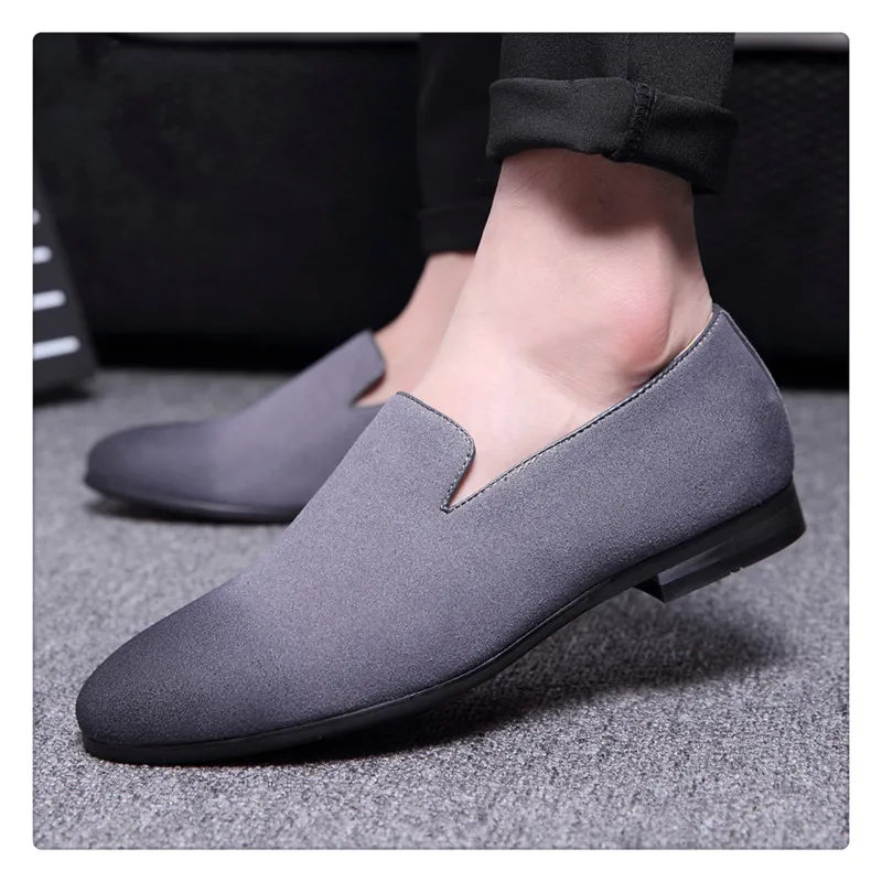 URBANFIND/мужские слипоны; Цвет Черный; коллекция года; мокасины; однотонная мягкая мужская обувь; повседневные лоферы; Модные дышащие синие замшевые лоферы; большие размеры