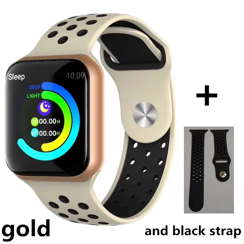 gold and black strap F8 Смарт-часы Мужские Женские Модные Смарт-часы фитнес-трекер пульсометр кровяное давление мониторинг кислорода в крови IP67 водонепроницаемый - Цвет: gold and black strap