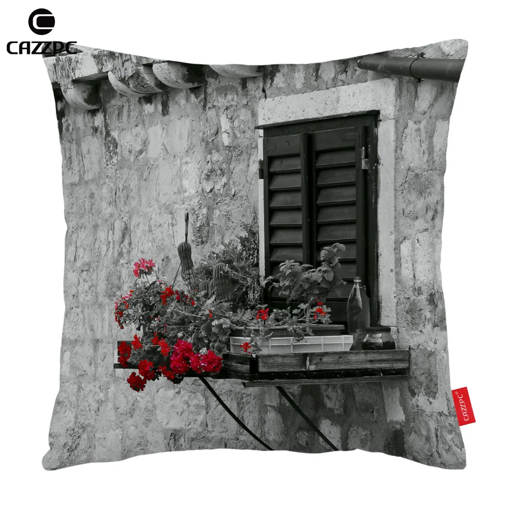 Черный и белый уличное окно красный цветочный кофе Байк печати чехол для
