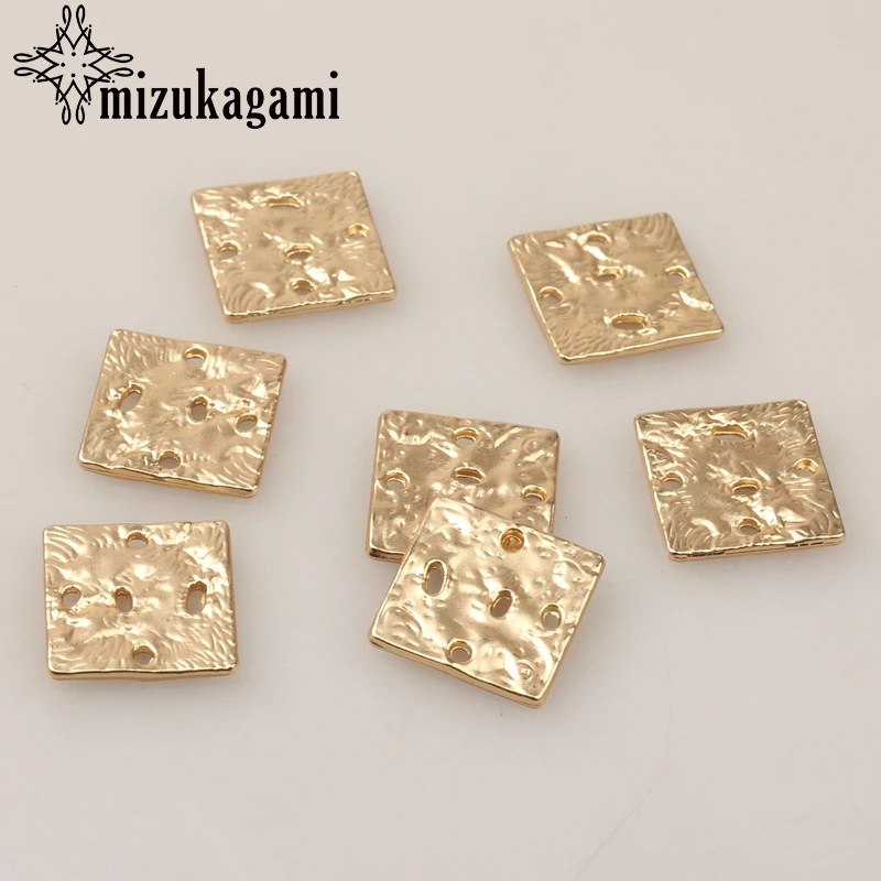 Zinc Alloy Golden Hollow Square Connector Charms Pendants 18mm 10pcs/lot For DIY Necklace Jewelry Earrings Making Accessories | Украшения и