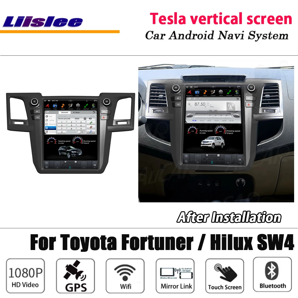 Liislee Android Tesla вертикальный для Toyota Fortuner/Hilux SW4 стерео автомобильный BT Carplay gps Navi карта навигационная система Мультимедиа