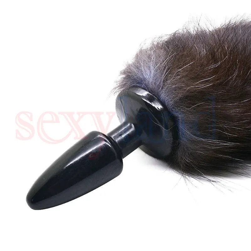Очаровательная черная Лисичка хвост Мягкая искусственная шерсть Анальная