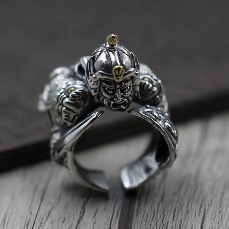 100%S925 sterling silver jewelry to create Thai silver men's domineering ring