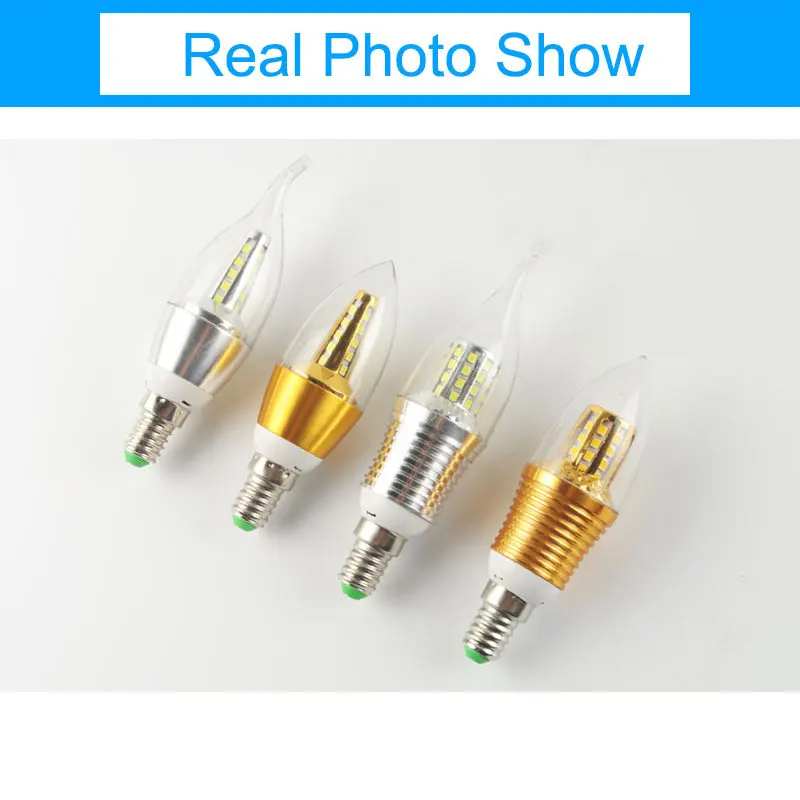 GreenEye светодиодный лампы E14 220V золотого серебряного цвета Алюминий в форме свечи