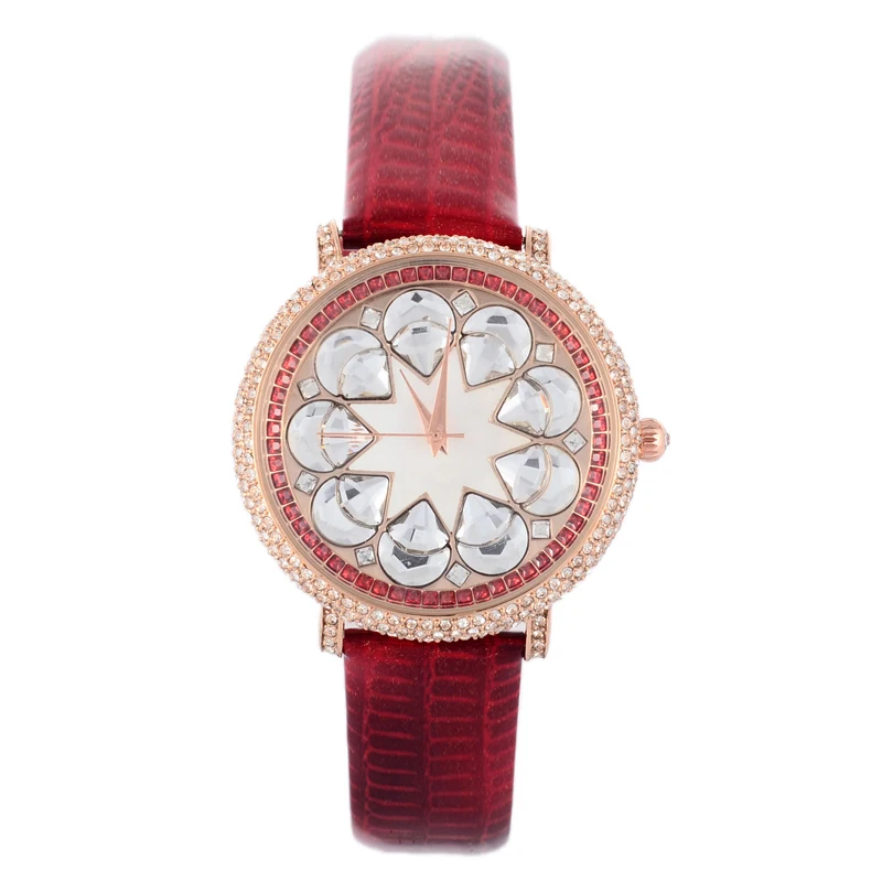 

Luxury Waterdrop Crystals Women Party Dress Watches Europe Popular Big Size Girls Quartz Leather Wrist watch Analog Relojes W056