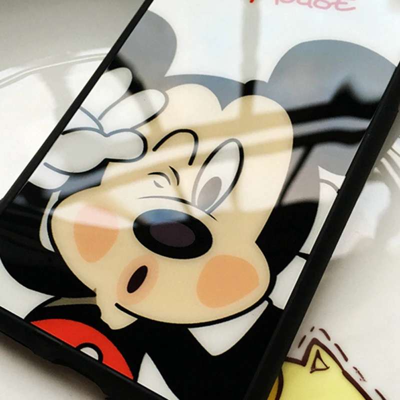 6 S & SE Дело 3D Мультфильм Микки Минни поцелуй Стекло Зеркало Силикона Случаях для