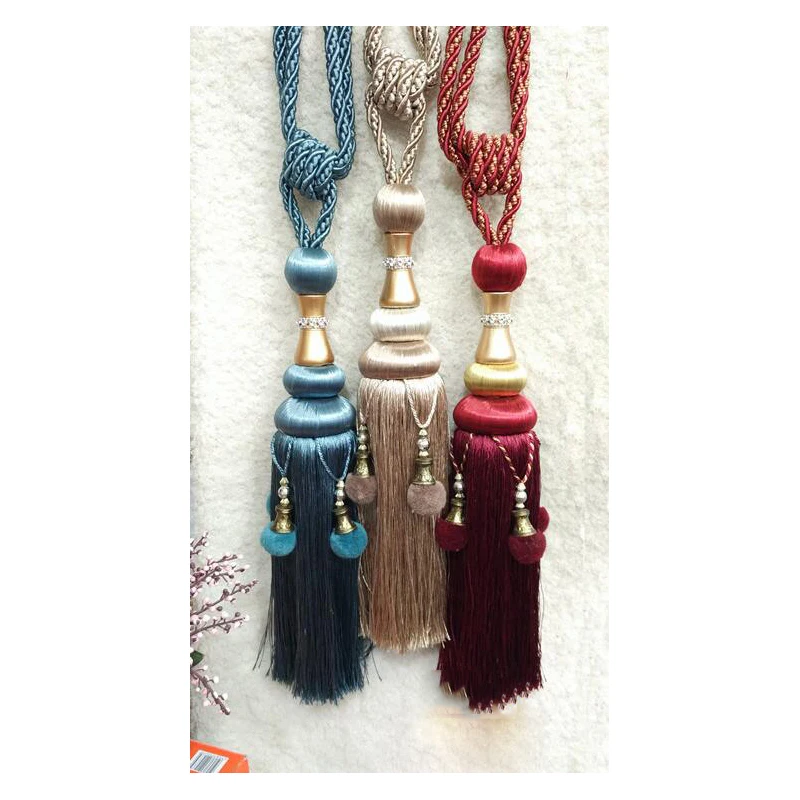 

1 Pair Curtain Tieback Solid Colors Hanging Belts Rope Curtain Holdback Buckles Brush Clasp Clips Curtain Accessories Tassel