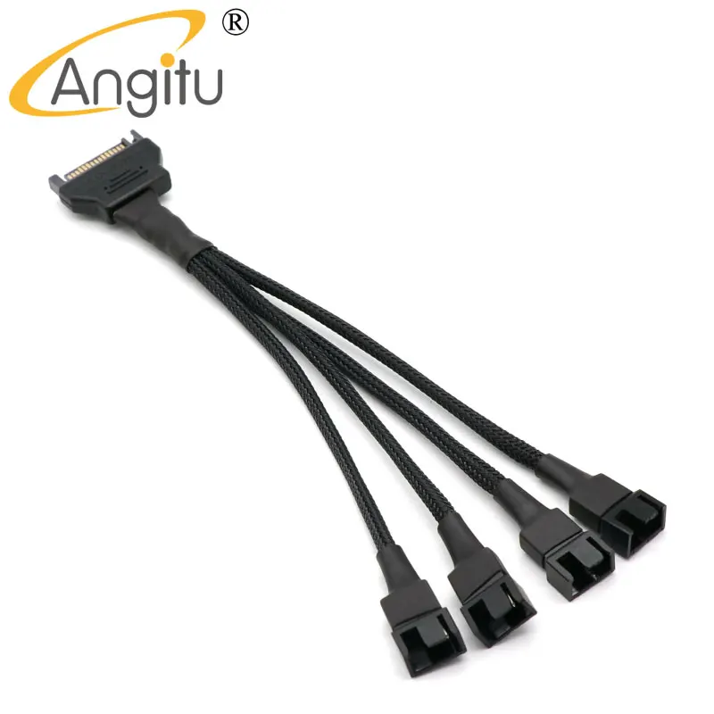 

Angitu 12V SATA Male to 4x3Pin/4Pin Fan Power Adapter Cable - 4Way 22awg 15/30cm