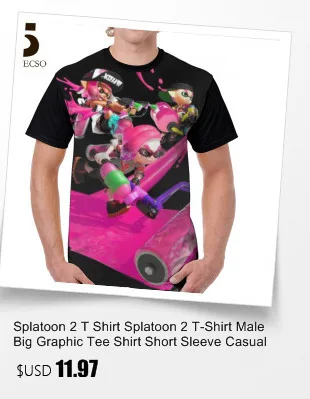 Splatoon футболка Splatoon 2 футболка Повседневная Мужская графическая футболка с коротким рукавом 5x симпатичная футболка из 100 полиэстера с принтом