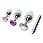 Анальная пробка-вибратор, 3 размера, из нержавеющей стали, с кристаллом в форме сердца, фаллоимитатор, пуля, вибраторы, Анальная пробка, мастурбатор, анальные секс-игрушки, массажер