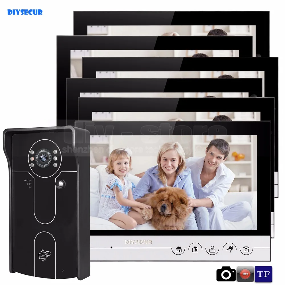 

DIYSECUR 9inch Video Record/Photograph Video Door Phone Doorbell Waterproof HD RFID Camera Home Security Intercom System 1V6