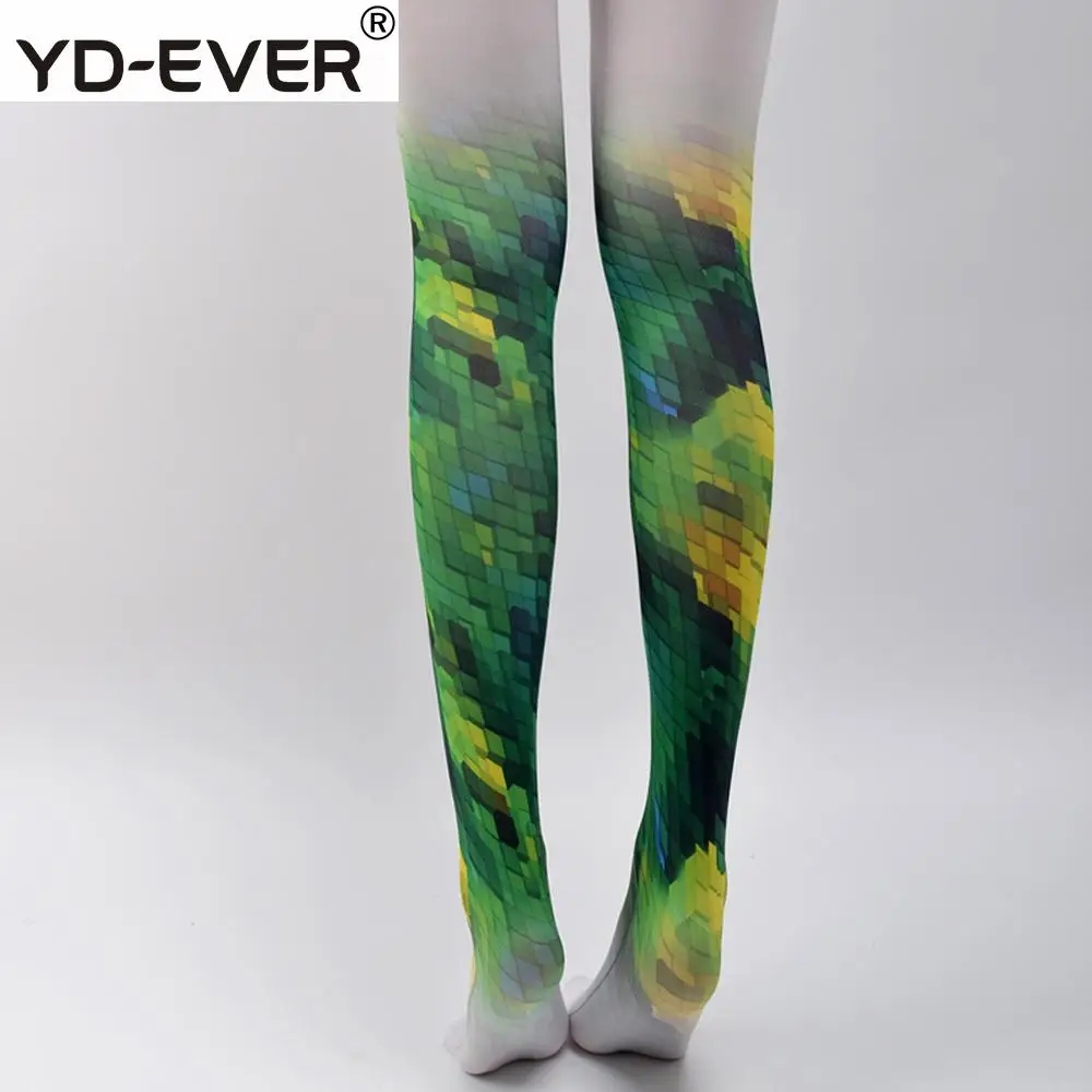 YD-EVER, женские колготки, зеленые, градиентные, с принтом, сетчатые, красные, женские, весенние, брендовые, белые, базовые, длинные, хлопковые, бархатные колготки