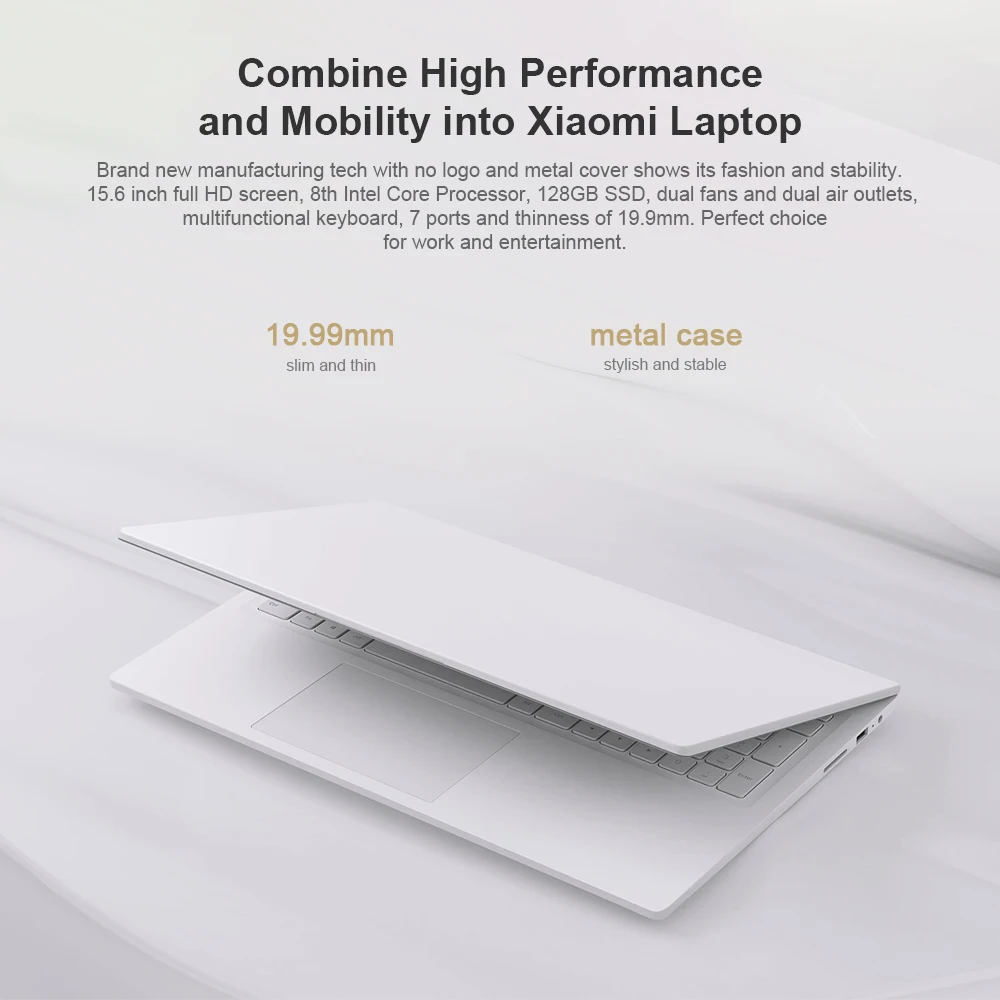 Xiaomi Mi ноутбук Air Notebook 15,6 ''Core i3-8130U 4 Гб DDR4 RAM 128 Гб SSD ROM Intel UHD Graphics 620 Windows10