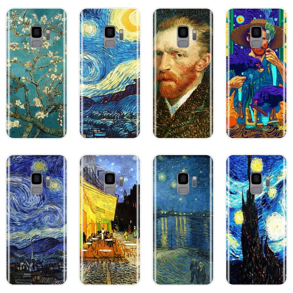 Ван Гог арт Мягкий силиконовый чехол для телефона для samsung Galaxy Note 4 5 8 9 задняя крышка для samsung Galaxy S5 S6 S7 Edge S8 S9 Plus